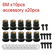 1030PCS M5 오토바이 윈드 스크린 앞 유리 볼트 나사 혼다 스즈키 야마하 가와사키 용 미터법 고무 웰 패스, 04 30Pcs M6