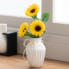 해바라기 조화 화병 비누 플리츠 set 26cm (DIY) 인테리어 꽃 테이블 장식 소품 금전화 풍수 행사 개업, 비누해바라기플리츠화병, 1개