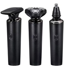 新款電動剃鬚刀 三合一多功能防水男士刮胡刀便攜usb充電式剃鬚刀, E300剃鬚刀經典黑色, 英文版