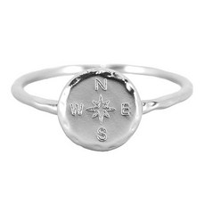 Pura Vida 美國手工指南針造型銀色戒指, 1個, 7號