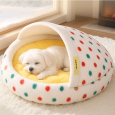 벤스투 포근한 극세사 고양이 강아지 반려동물 숨숨집 침대 하우스, 1개, 화이트