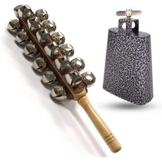 퍼커션 키트 라틴 카우벨 5인치 및 25벨 징글벨과 메이플 핸들 - CB5-SBL25