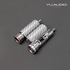 YU AUDIO RCA 蓮花插頭 鍍銠訊號線接頭, 1個, 碳纖維插頭/白, 白, 碳纖維插頭/白