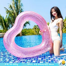 튜브 유니콘 플라맹고 대형 휴대용 수영장 바닷가 스위밍 링, 1개, 스팽글 하트 100 35-90kg