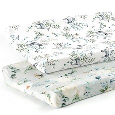 GRSSDER 스트레치 울트라 소프트 저지 니트 체인지 패드 커버 세트 2팩 테이블, Happy Christmas