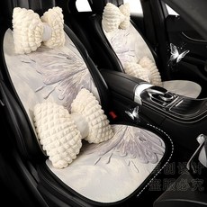 汽車坐墊 四季通用透氣棉麻座墊 蝴蝶花紋 三件式套組, 【夢幻紫】舒適棉麻,坐墊三件套【2方墊+1三人墊】, 1個