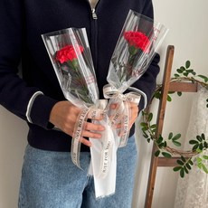 어버이날 스승의날 한송이 비누꽃 카네이션 레드 1+1, 2개, 레드set