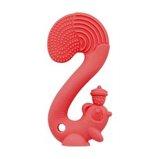 mombella固齒器 安全矽膠材質 舒緩長牙不適 附防掉帶, 松鼠紅色, 1個