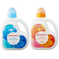 더블하트 유아용 섬유세제 + 섬유유연제 베이비플로럴향 1200ml, 1세트, 1.2L