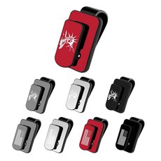 OHLEATS 자동차 미국 안경 홀더 다기능 행거 클립 금속 국기 선바이저용 선글라스, Statue of Liberty, 레드