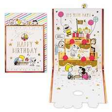 hallmark Snoopy 史努比 燙金 立體生日卡, 1個