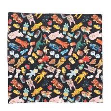 Nathalie Lete 亮彩插畫寶寶手帕 童心未泯圖案 親膚透氣 黑色玩具圖樣