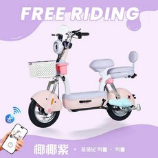 여성 전동스쿠터 전동 오토바이 출퇴근 전동바이크 전기자전거, 32Ah 퍼플 500W 블루투스 약 60km
