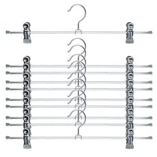 Mawa by Reston Lloyd Style K/40D 공간 절약형 논슬립 옷걸이 바지 및 스커트용 클립 2개 포함 10개 세트 40cm(15 3/4인치) L 블랙, 실버