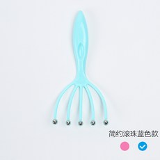 頭皮按摩器 鋼珠按摩爪 五爪按摩梳 滾珠按摩器 放鬆頭部 刺激穴道, 1個, 藍色