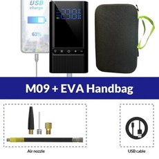 에어 펌프 자동차 자전거 오토바이 컴프레서 인젝터 휴대용 무선 전동 타이어 공기 주입기, 2. M09-EVA Handbag, 1개