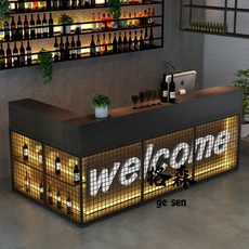 格森 新款複古工業風燒烤店收銀臺，鐵藝轉角吧臺前臺接待臺，KTV酒吧店鋪適用, L型轉角【轉角方向顏色備註】,120*60*100