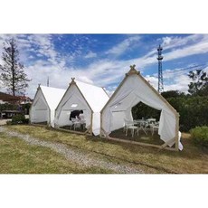 카페 오두막텐트 삼각 캠핑 쉘터 방수 펜션 캠핑장 바베큐 글램핑, 상세페이지 참고, 원목+ 2x2.5m