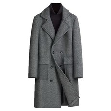 FTIMILD 남성용 울 혼방 피코트 따뜻한 겨울 트렌치 코트 노치 라펠 더블 브레스트 오버코트 회색. M