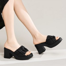 헬스와미 세련된 통굽 슬리퍼 발편한 웨지힐 학교 신발 데일리 사무실