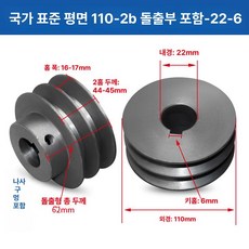 V벨트풀리 타이밍풀리 국가표준 보어 발전기 시브 부품, 연노랑 110-2B 돌출대-22-6, 기본 모델명/품번