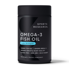 SPORTS RESEARCH 阿拉斯加Omega-3魚油三倍軟膠囊, 30顆, 1罐