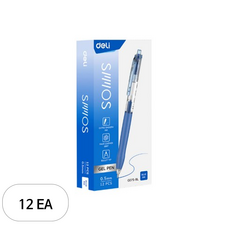 델리 스무스 중성 볼펜 0.5mm, 12개, 블루