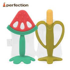 베이비앤아이 실리콘 과일 치발기+케이스 2종세트 수박+옥수수, 치발기 + 케이스, 혼합색상, 1세트, 노꼭지