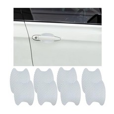 Ziciner 자동차 도어 핸들 스티커 8개 탄소 섬유 텍스처 자동 보호 필름 긁힘 방지 사이드 페인트 가드 범용 액세서리 블랙 182277, 8 PCS, 실버