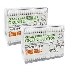 순면 100 풍성 국산 오가닉 면봉 사각 200P x 2개, 200