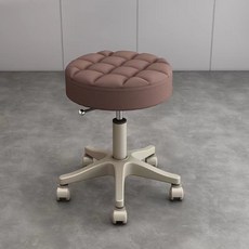 거와스 높이조절 원형 회전 스툴 바퀴의자, 1개, 브라운