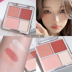 Sweet Mint 四色腮紅高光盤 純欲風 少女感 四色腮紅眼影盤 霧面高光提亮腮紅一體盤 庫柏醬萌選, 1個, 01#奶杏蜜瓜