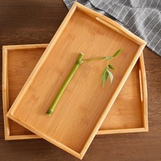 사각 손잡이 대나무 트레이 우드트레이 카페 원목 나무 쟁반, 1개, 3-손잡이트레이-소