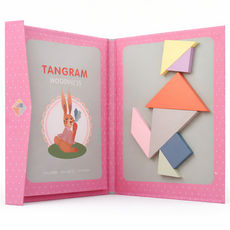 원목 칠교 놀이 탱그램 자석 칠교 교구 교재 퍼즐 모양만들기 종류다양, 1개, 1인용, 옵션2번분홍