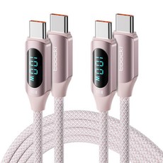 TOOCKI 알루미늄 합금으로 디스플레이 C-C 100w 고속 충전케이블, 1m, 핑크, 2개