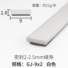 密封條 門窗防風塵條 塑鋼窗戶隔音條, 1個, 白色 1米價 ,I型 9mm寬x2.8mm高