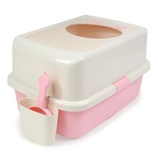 Smart Paws 防落砂設計 附貓砂鏟, 1個, 上開口貓砂盆-蜜桃粉