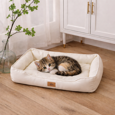 [브릴리언테] 고양이 야옹이 꾹꾹이 강아지 애견 방수 쿠션 방석 침대, 1개, 베이지