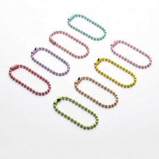 컬러 구슬줄 군번줄 비즈공예 키링부자재 50P, 파스텔칼라