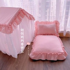 강아지 고양이 반려동물 텐트 하우스 커튼집 풀세트 공주, 30 x 40 2.5kg이하, 1개, 루즈핑크