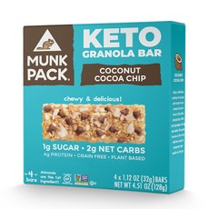 멍크팩 키토 그래놀라 코코넛 코코아 칩 프로틴 4g, 32g, 4개입