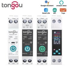 TUYA 와이파이 스마트 회로 차단기 스마트 홈 무선 리모컨 스위치용 1P 50A 63A DIN 레일 앱 TONGOU, 1개