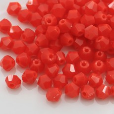 크리스탈 비즈 주판알 4mm 불투명 유리 마름모 비즈공예재료, 1세트, A6107. 레드오렌지