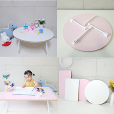 플레이테이블 접이식 테이블 놀이 미술 스크레치에 강한 HPL 화이트 핑크 사각 원형, 화이트원형라운드