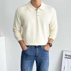 DAILT 男款羊絨素色長袖POLO襯衫