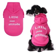 BINGPET 강아지 후디 Mommy's Girl 레터드 강아지 스웨트셔츠 끈 구멍이 있는 강아지 스웨터 후드 따뜻하고 부드러운 플리스 겨울 코트 애완동물 옷 중형견 대형, 핫핑크(리틀 미스 애티튜드)