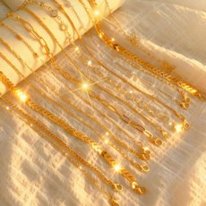 RoseAria 여성 레이어드컷 나비 발찌 14종 세트