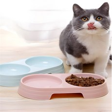 핫세언니 2구 애완용 식기 강아지사료통, 핑크