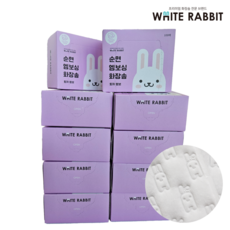 화이트래빗 100% 순면 엠보싱 화장솜 토끼엠보, 100매입, 10개