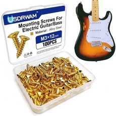 펜더 텔레캐스터 스트라토캐스터 재즈마스터 깁슨 레스 폴 SG용 Usdrwam 3mm 일렉트릭 기타 베이스 픽가드 나사 100개, Gold 3x12mm